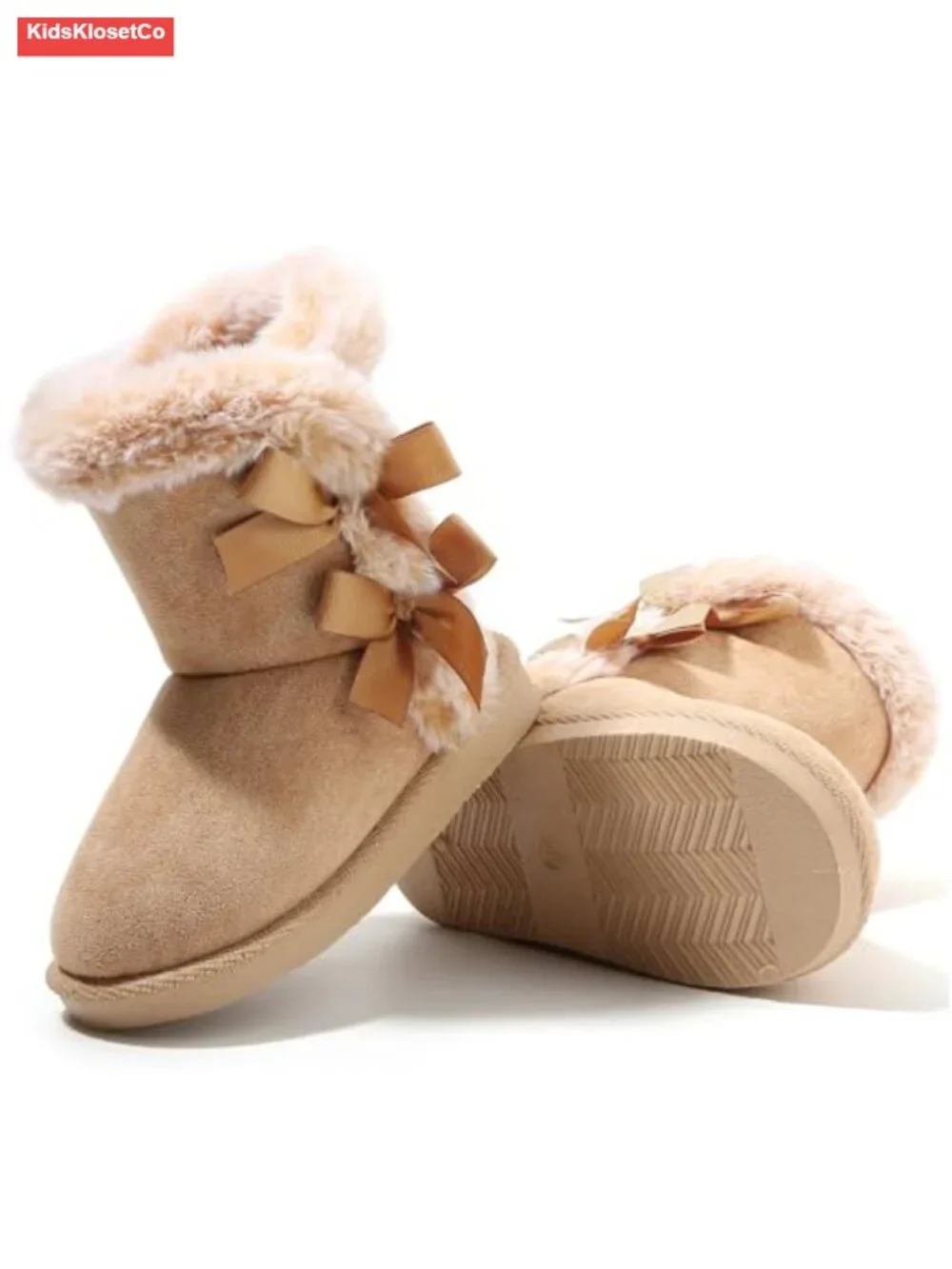 Kids Winter Snow Boots with Faux Fur Lining, Pull-On, Calf High, TPR Sole